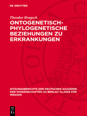 cover image of Ontogenetisch-phylogenetische Beziehungen zu Erkrankungen